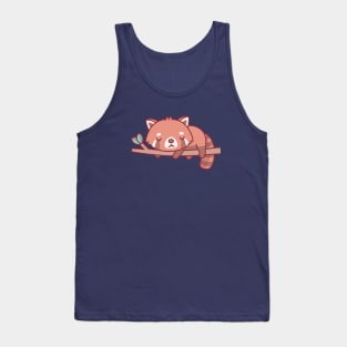 Cute Little Red Panda Sleeping On Tree Branch Tank Top